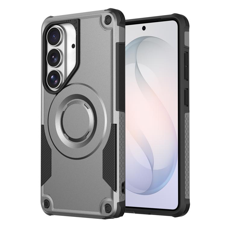 For Galaxy S26 5G Metallic Paint Magnetic PC Hybrid TPU Phone Case(Titanium Grey)