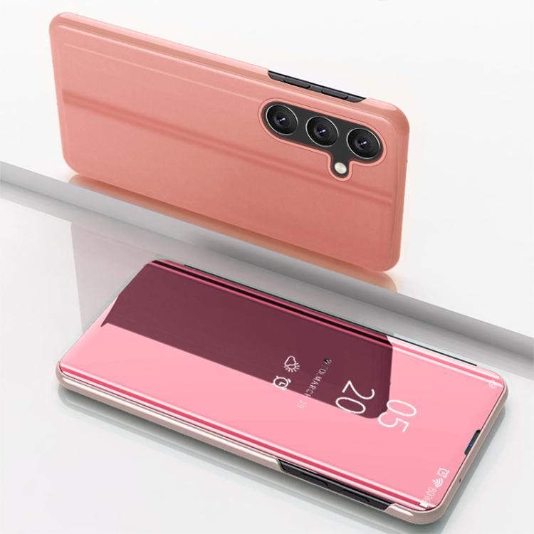For Galaxy S26 5G Plated Mirror Horizontal Flip Leather Phone Case with Holder(Rose Gold)