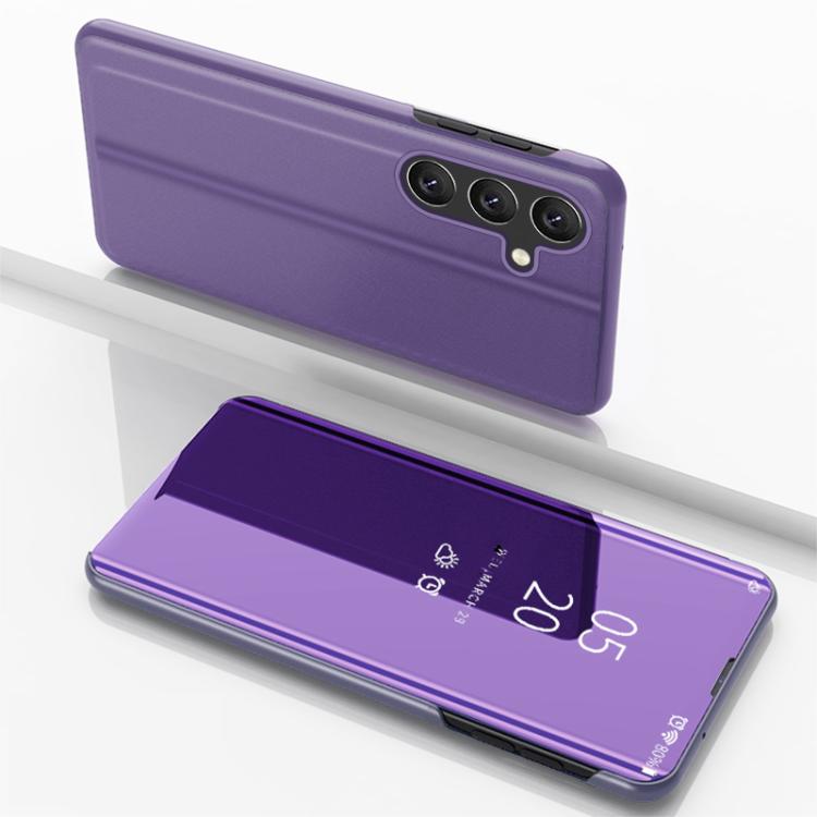 For Galaxy S26 5G Plated Mirror Horizontal Flip Leather Phone Case with Holder(Violet Blue)