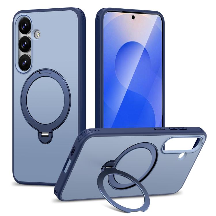 For Galaxy S26 5G Rotating Holder TPU + PC Magnetic Shockproof Phone Case(Blue)