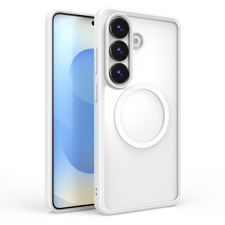For Galaxy S26 5G Skin Feel Series Matte Color Contrast Magnetic PC Hybrid TPU Phone Case(White)