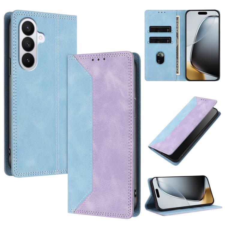 For Galaxy S26 5G Skin Feel Two-tone RFID Blocking Vegan Leather Phone Case(Purple)