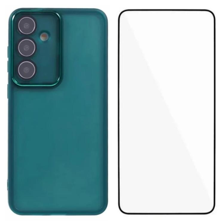 For Galaxy S26 5G WANLONFENG Electroplated Frame Translucent TPU Phone Case with Screen Film(Green)