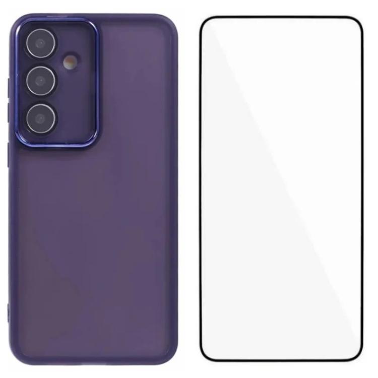 For Galaxy S26 5G WANLONFENG Electroplated Frame Translucent TPU Phone Case with Screen Film(Purple)