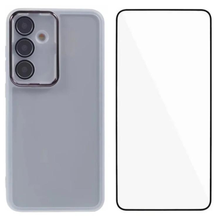 For Galaxy S26 5G WANLONFENG Electroplated Frame Translucent TPU Phone Case with Screen Film(White)