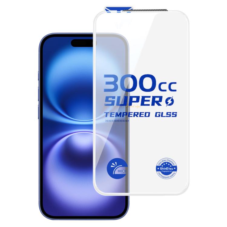 For iPhone 16 300CC Large Arc Antistatic Corning Gorilla HD Tempered Glass Film, No Retail Package