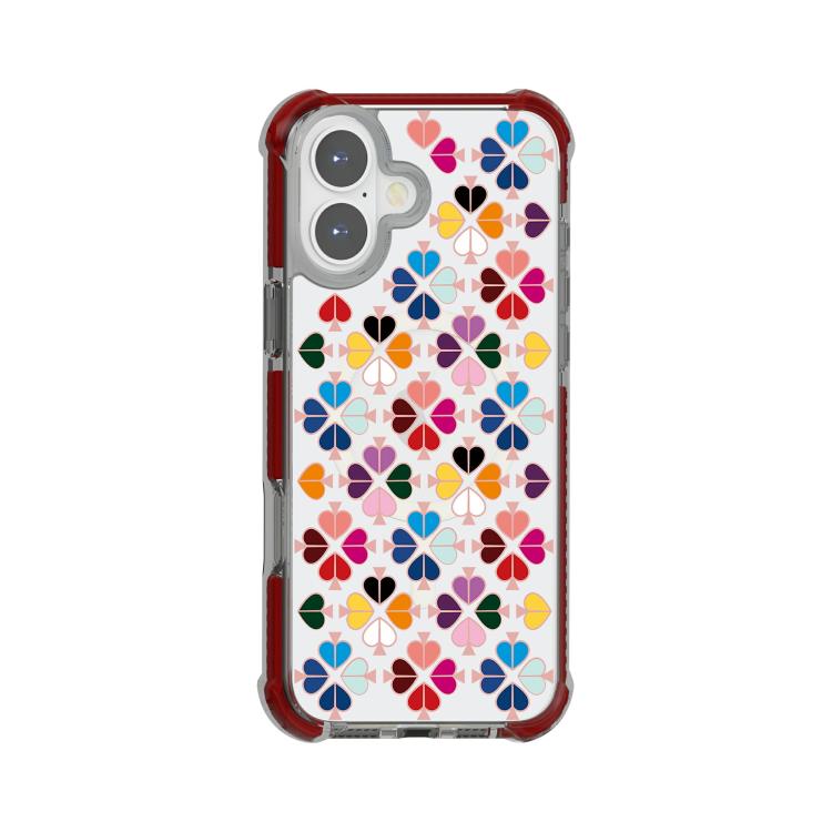 For iPhone 16 Acrylic Four-Corner Shockproof Heart Pattern Magnetic Phone Case(Brown)