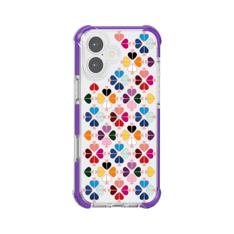 For iPhone 16 Acrylic Four-Corner Shockproof Heart Pattern Phone Case(Purple)