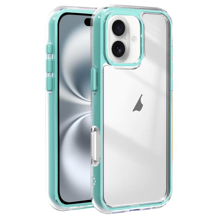 For iPhone 16 Acrylic Hybrid TPU 3-in-1 Airbag Shockproof Phone Case(Mint Green)