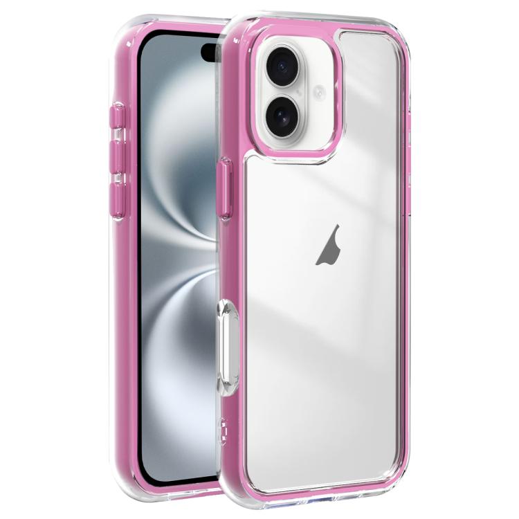 For iPhone 16 Acrylic Hybrid TPU 3-in-1 Airbag Shockproof Phone Case(Pink)