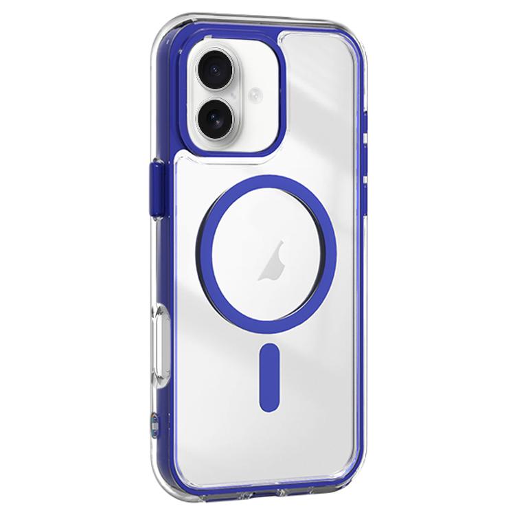 For iPhone 16 Acrylic Hybrid TPU Airbag Shockproof MagSafe Phone Case(Dark Blue)