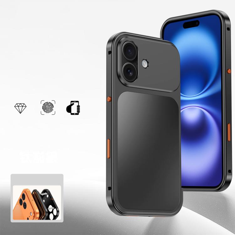 For iPhone 16 Buckle Magnetic Metal Phone Case(Black)