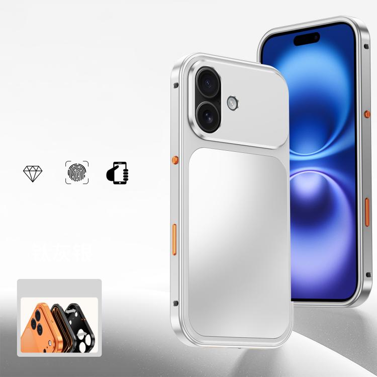 For iPhone 16 Buckle Magnetic Metal Phone Case(Silver)