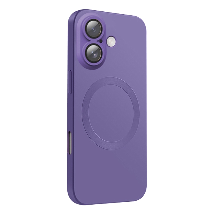 For iPhone 16 CD Texture MagSafe Liquid Silicone Phone Case(Dark Purple)