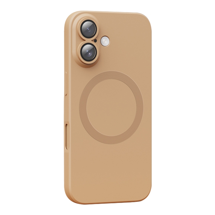 For iPhone 16 CD Texture MagSafe Liquid Silicone Phone Case(Gold)
