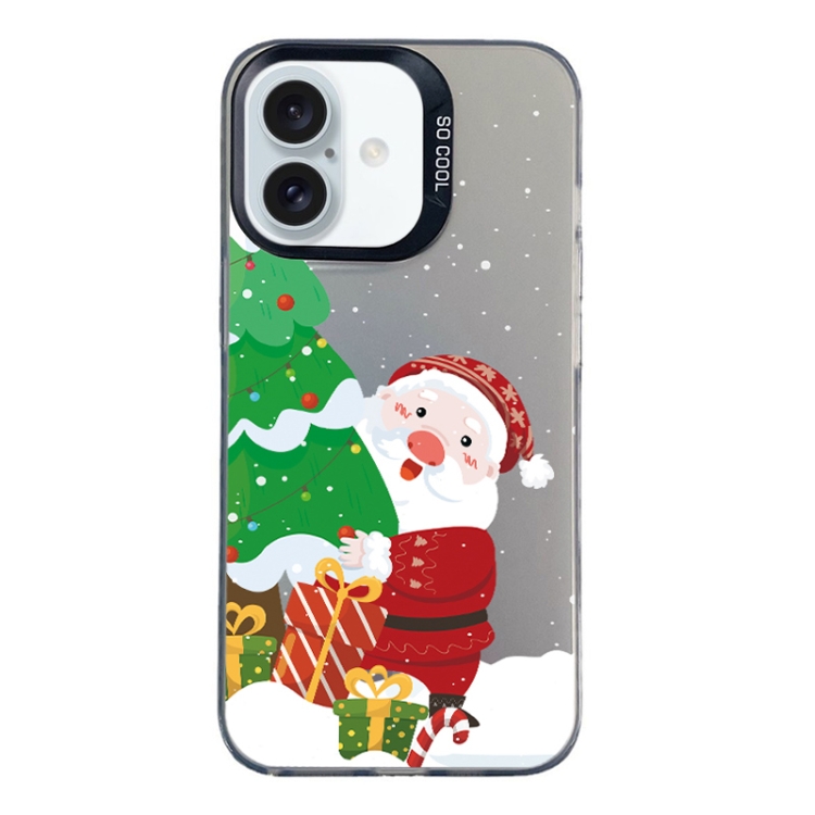 For iPhone 16 Christmas Series PC Full Coverage Pattern Phone Case(CK034 Black)