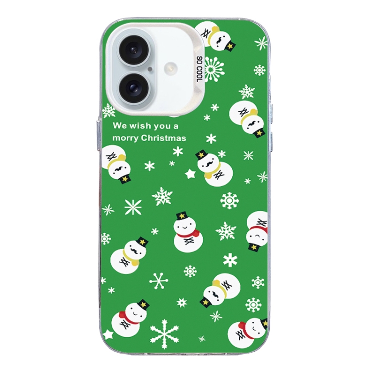 For iPhone 16 Christmas Series PC Full Coverage Pattern Phone Case(CW038 White)
