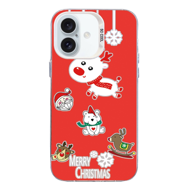For iPhone 16 Christmas Series PC Full Coverage Pattern Phone Case(CW039 White)