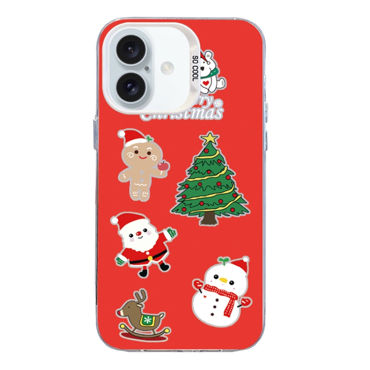 For iPhone 16 Christmas Series PC Full Coverage Pattern Phone Case(CW040 White)