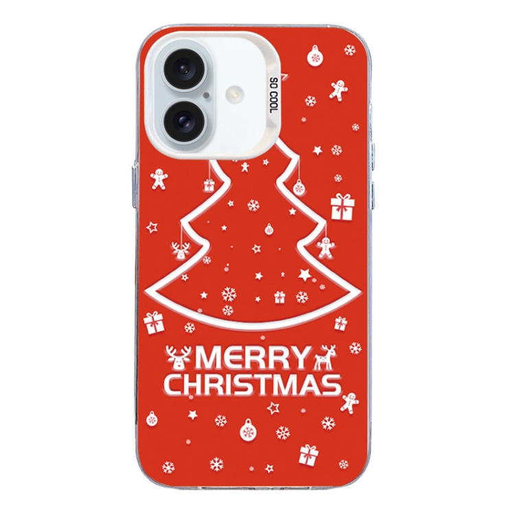 For iPhone 16 Christmas Series PC Full Coverage Pattern Phone Case(CW046 White)