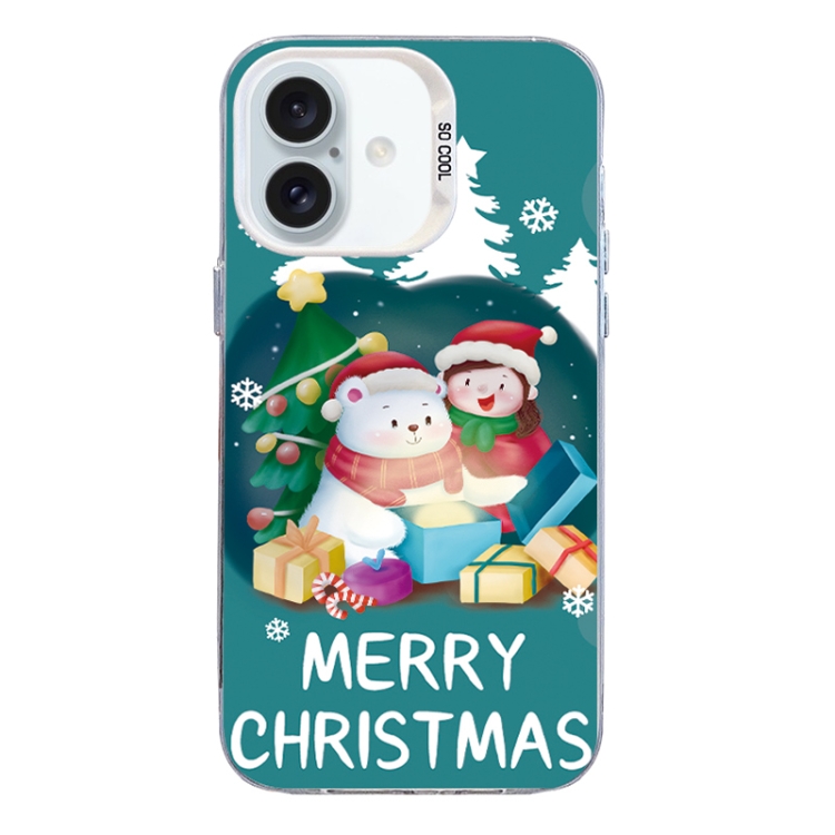 For iPhone 16 Christmas Series PC Full Coverage Pattern Phone Case(CW048 White)