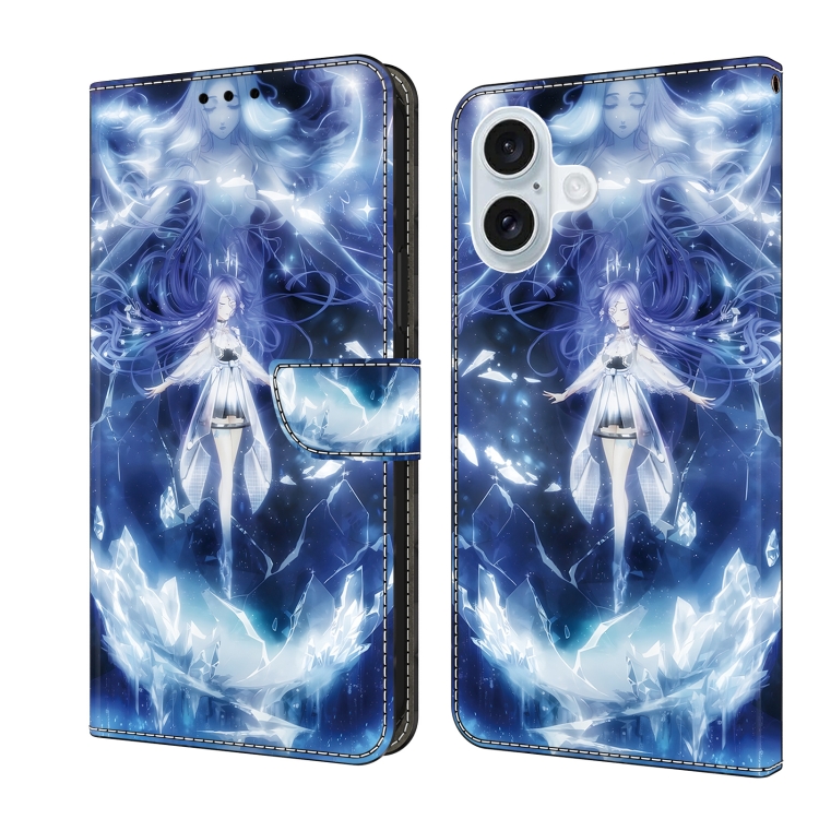 For iPhone 16 Crystal Painted Leather Phone case(Magic Fairy)