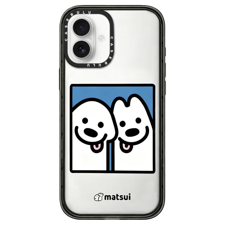 For iPhone 16 Dogs Series Pattern Transparent Acrylic Phone Case(Photo: Two Puppys)