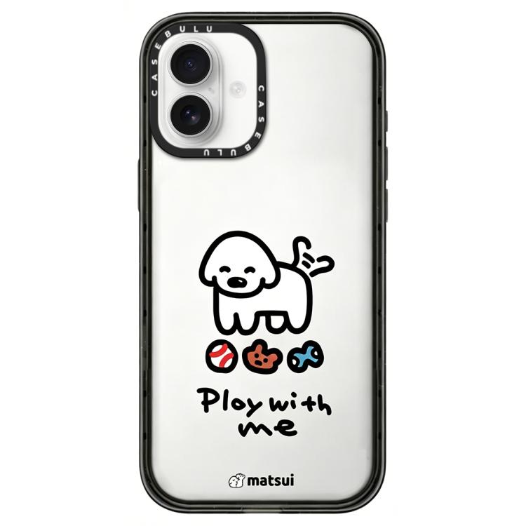For iPhone 16 Dogs Series Pattern Transparent Acrylic Phone Case(Puppy Play)