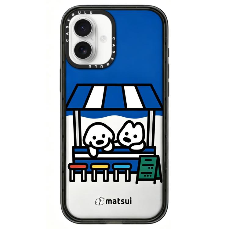 For iPhone 16 Dogs Series Pattern Transparent Acrylic Phone Case(Puppys Running A Stall)