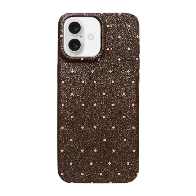 For iPhone 16 Dopamine Dots Pattern Silicone Phone Case(Brown)