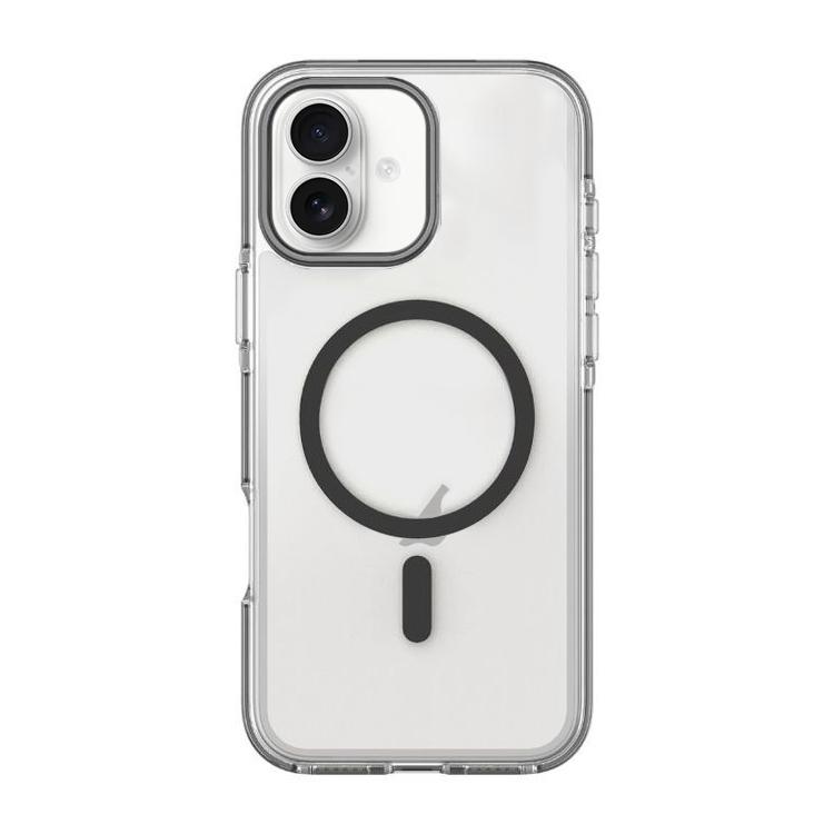 For iPhone 16 Dual-Color PC Hybrid TPU Magnetic Phone Case(Black)
