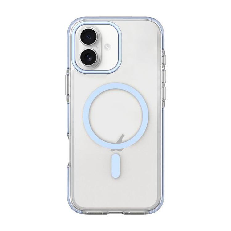 For iPhone 16 Dual-Color PC Hybrid TPU Magnetic Phone Case(Light Blue)