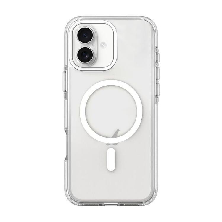 For iPhone 16 Dual-Color PC Hybrid TPU Magnetic Phone Case(White)