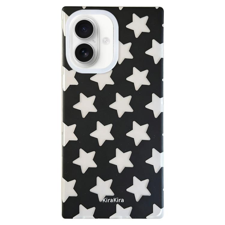 For iPhone 16 Electroplated Frosted Solid Color Five-Pointed Star Pattern Phone Case(Black)