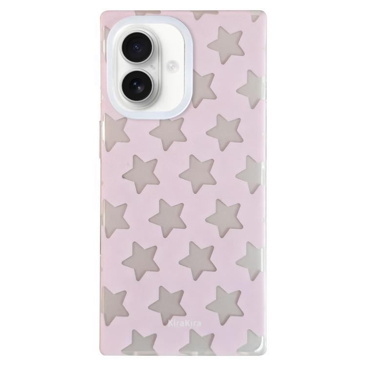 For iPhone 16 Electroplated Frosted Solid Color Five-Pointed Star Pattern Phone Case(Pink)