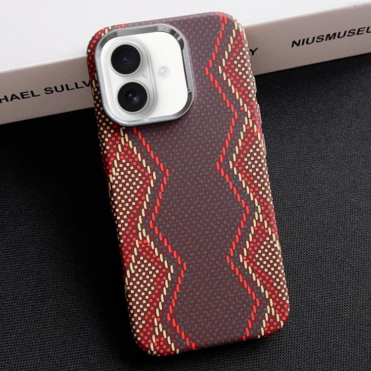 For iPhone 16 Electroplated PC Shockproof Full Coverage Magnetic Phone Case(Wine Red + Yellow)