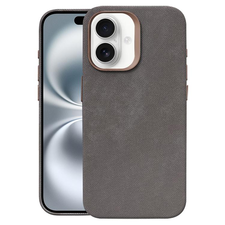 For iPhone 16 Flannel Textured Magnetic Full Coverage Phone Case(Brown)