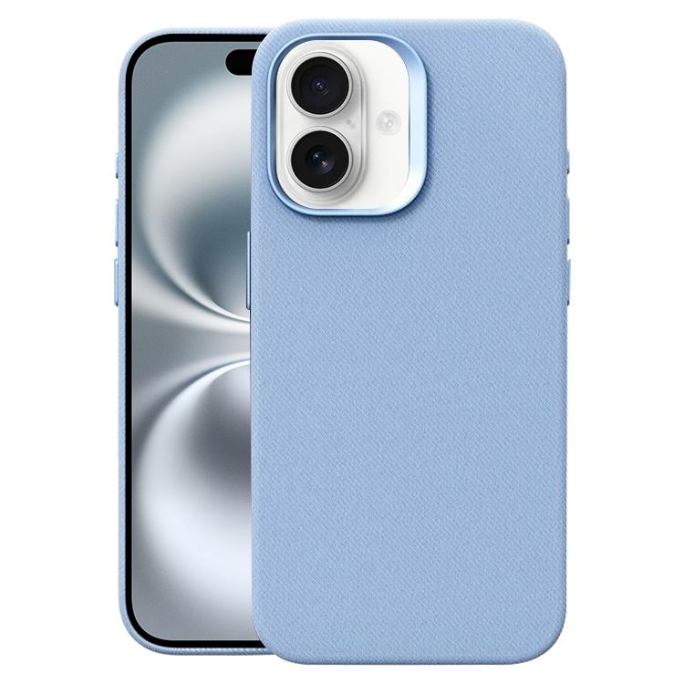 For iPhone 16 Flannel Textured Magnetic Full Coverage Phone Case(Light Blue)
