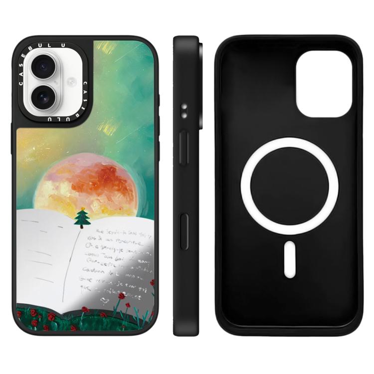 For iPhone 16 Floating Man Series Pattern Mirror Magnetic Phone Case(Book)