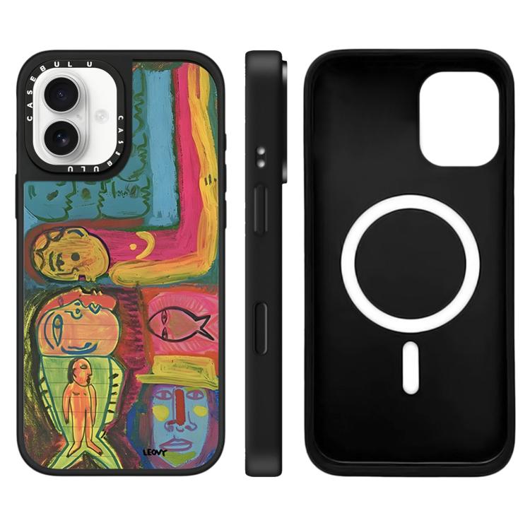 For iPhone 16 Floating Man Series Pattern Mirror Magnetic Phone Case(Mermaid)