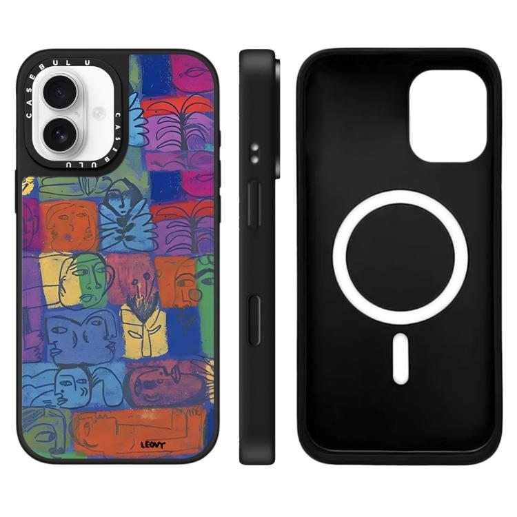 For iPhone 16 Floating Man Series Pattern Mirror Magnetic Phone Case(Portrait)