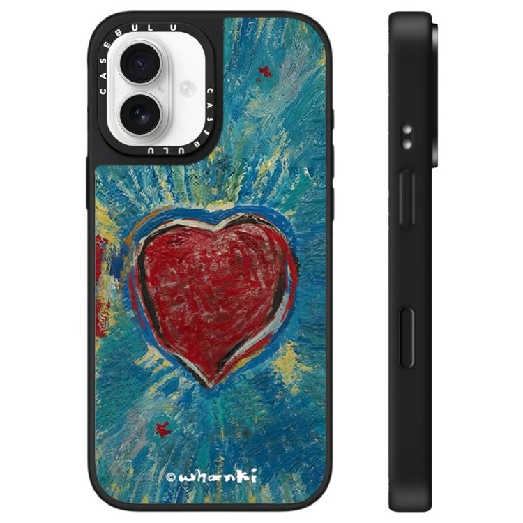 For iPhone 16 Floating Man Series Pattern Mirror Phone Case(Heart)