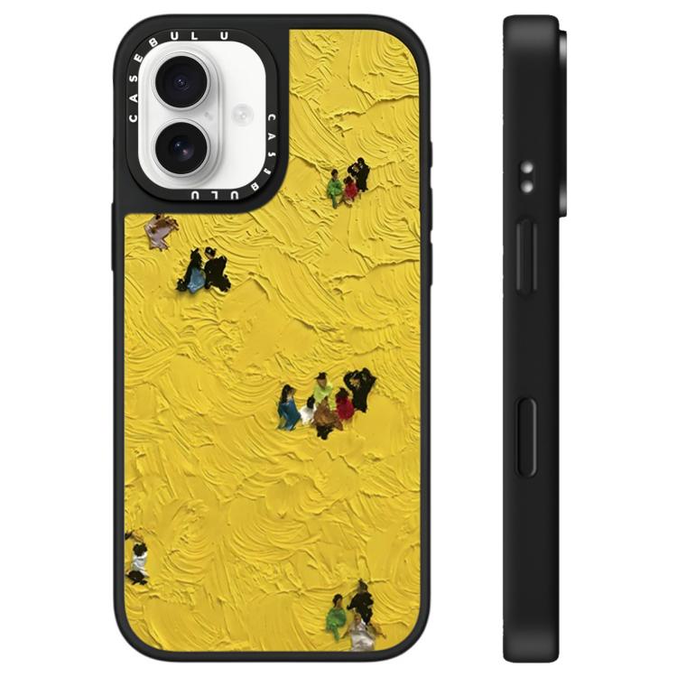For iPhone 16 Floating Man Series Pattern Mirror Phone Case(Wheat Field)