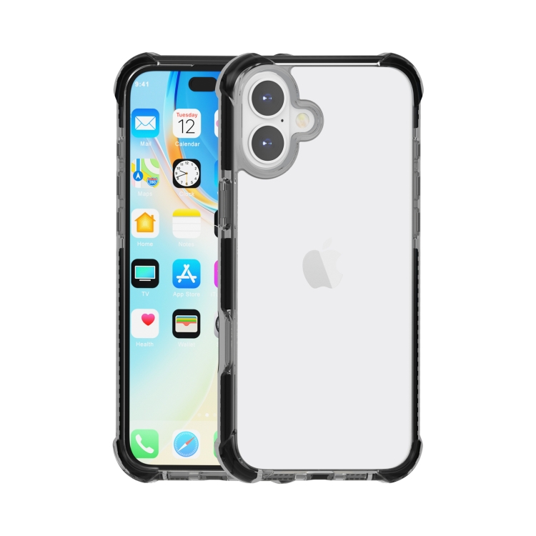 For iPhone 16 Four-corner Shockproof TPU Hybrid Acrylic Phone Case(Black)