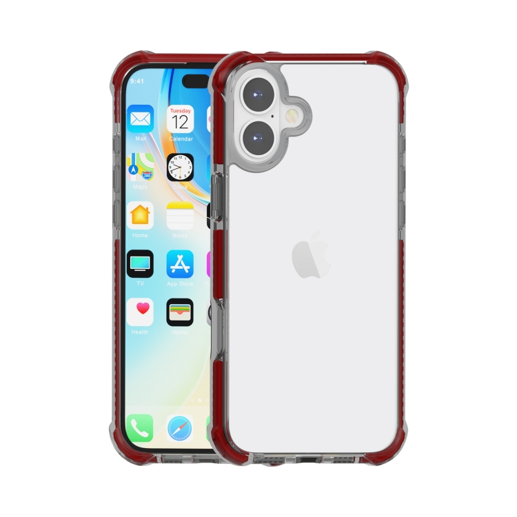 For iPhone 16 Four-corner Shockproof TPU Hybrid Acrylic Phone Case(Brown)