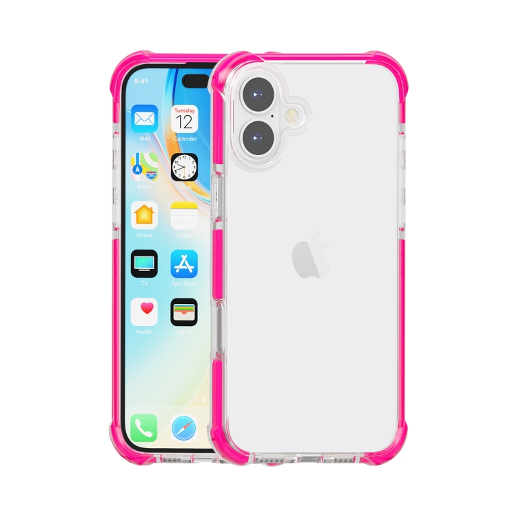 For iPhone 16 Four-corner Shockproof TPU Hybrid Acrylic Phone Case(Pink)