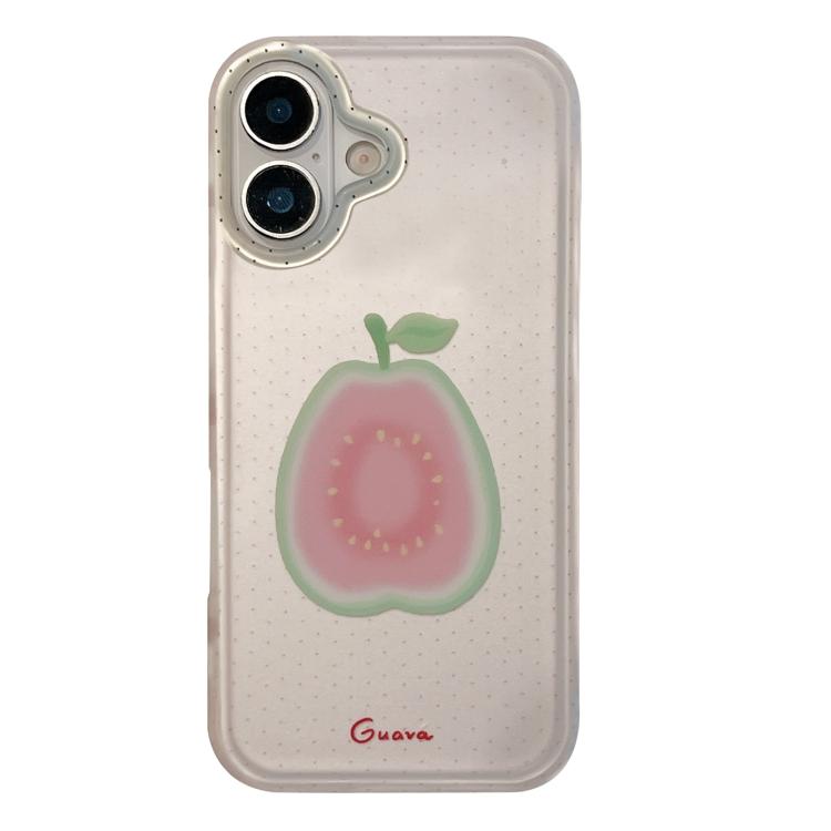 For iPhone 16 Frosted Black Polka Dot Full Coverage TPU Phone Case(Guava)
