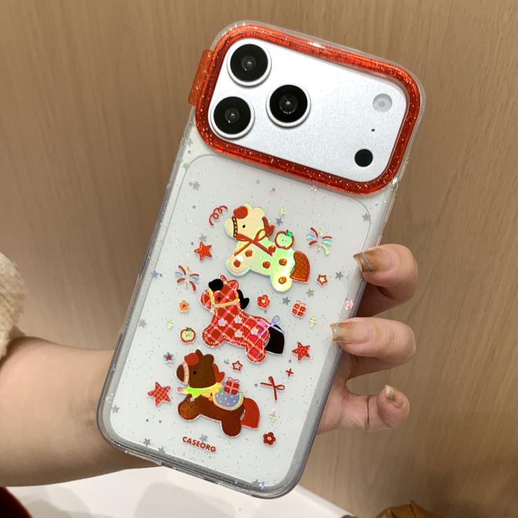 For iPhone 16 Fun Pony Pattern Lunar New Year Phone Case(Transparent)