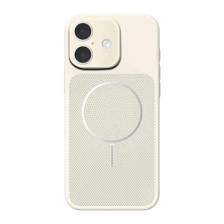 For iPhone 16 Heat Dissipation Breathable Mesh Magnetic PC Phone Case(Beige)