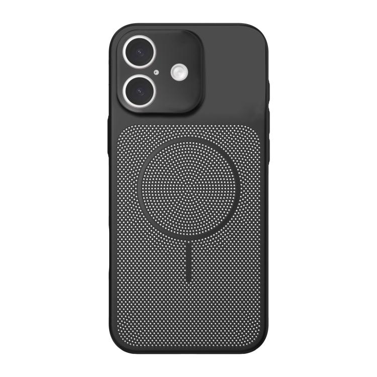 For iPhone 16 Heat Dissipation Breathable Mesh Magnetic PC Phone Case(Black)
